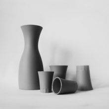 POSITANO collection set carafe and cups, light gray porcelain POSITANO collection set carafe and cups, light gray porcelain