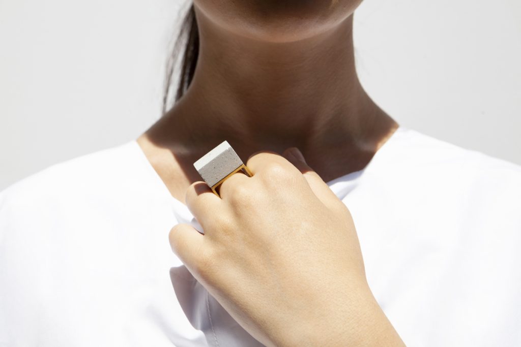 Concrete and Brass Ring | Concrete Ring | Golden Ration Ring 01 design ORTOGONALE for TUMO Studios Armenia