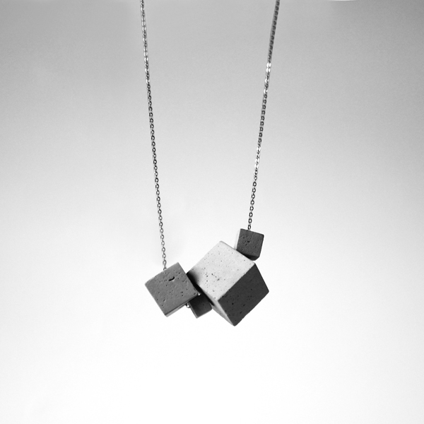 Modern necklace 4CB, concrete jewelry collection by ORTOGONALE Modern necklace 4CB, concrete jewelry collection by ORTOGONALE