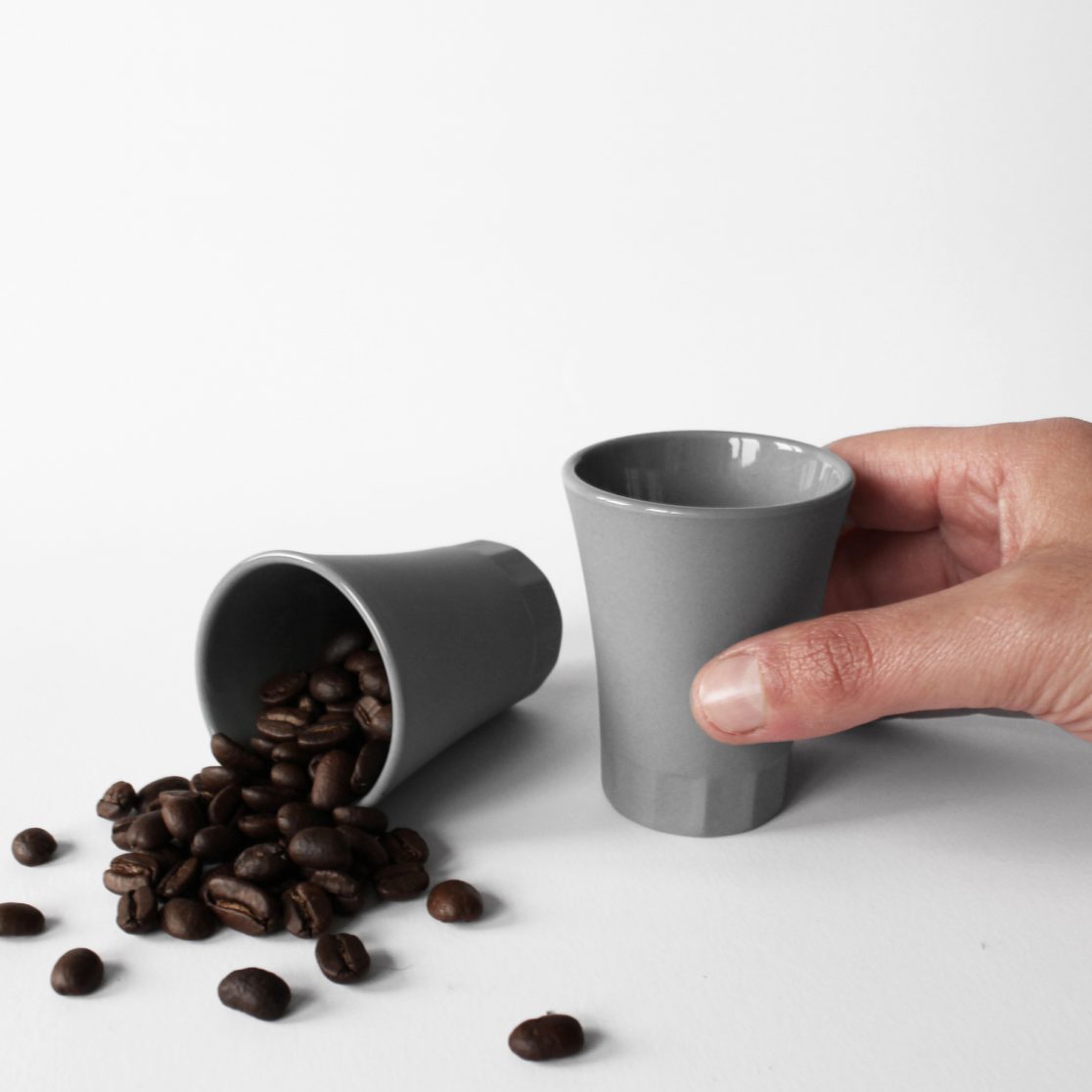 POSITANO espresso cups, porcelain, light gray by Studio Mondocubo / ORTOGONALE