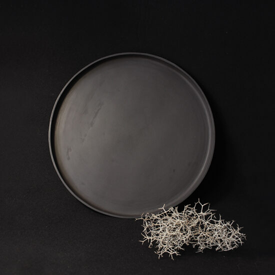Handmade stoneware black plate