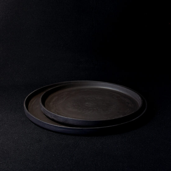 Handmade stoneware black plate