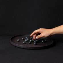 Handmade stoneware black plate