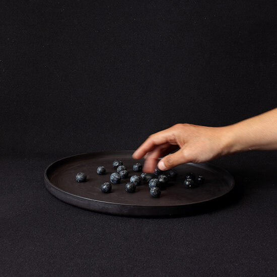 Handmade stoneware black plate